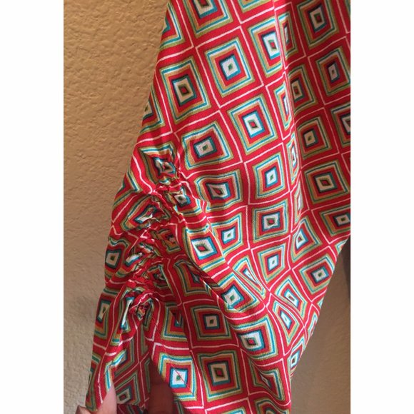 Tolani Silk Tunic Top Boho Multi Color Print Tie F - Picture 4 of 4